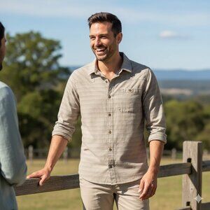 Toad&Co Men XXL Gray Houndstooth Striped Long Sleeve Button Down Shirt